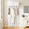 2-in-1 Wooden Wall Coat Rack with Storage Cabinet and Hooks for Living Room and Hallway